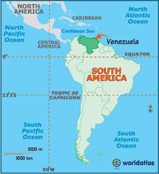 caracas venezuela south america map